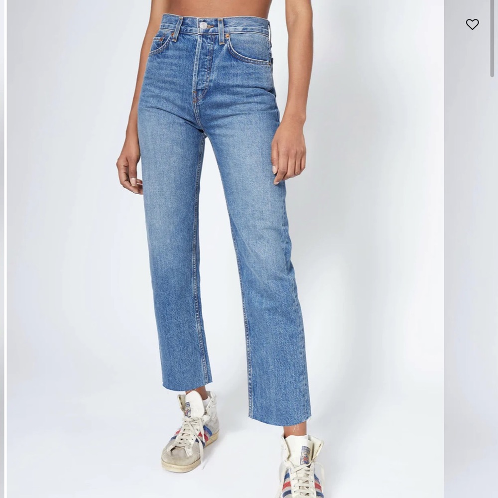 RE/DONE 70s Stove Pipe High Rise Button Fly Jeans